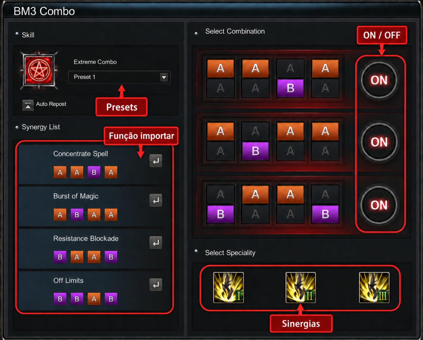 Referência: Como funciona o Macro BM3 (Extreme Combo)?